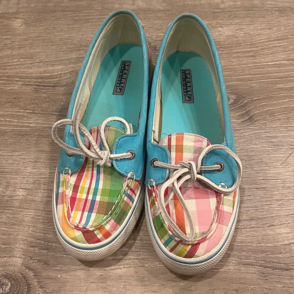 Sperry Womens Plaid Boat Shoes, Size 8.5
